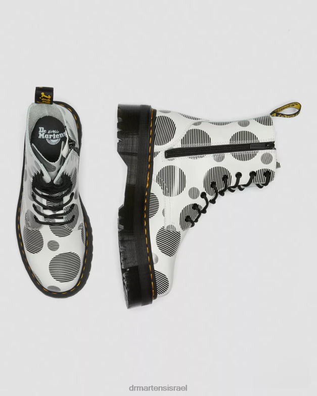 מגפי ג'דון מנוקדים מעור חלק Dr. Martens חלק מנוקד לבן הַנעָלָה N8BB8157