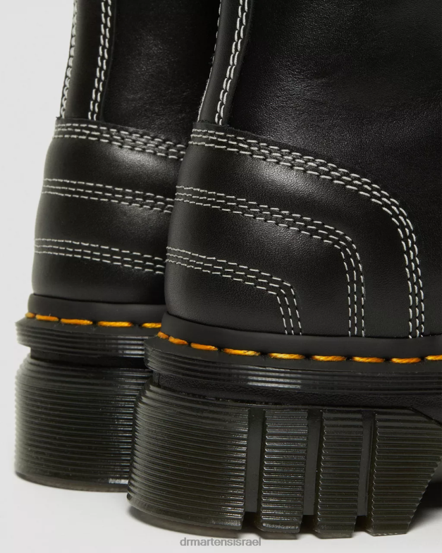 מגפי שרוכים פלטפורמה מעור תפר לבן Dr. Martens נאפה לוקס שחורה הַנעָלָה N8BB8166