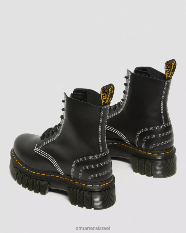 מגפי שרוכים פלטפורמה מעור תפר לבן Dr. Martens נאפה לוקס שחורה הַנעָלָה N8BB8166
