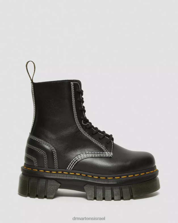 מגפי שרוכים פלטפורמה מעור תפר לבן Dr. Martens נאפה לוקס שחורה הַנעָלָה N8BB8166