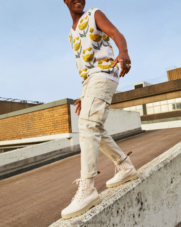 מגפי קנבס קז'ואל מסרקים Dr. Martens קנבס בז' קלף ועור מצופה כרסום הַנעָלָה N8BB8172