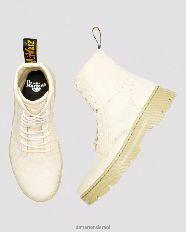 מגפי קנבס קז'ואל מסרקים Dr. Martens קנבס בז' קלף ועור מצופה כרסום הַנעָלָה N8BB8172