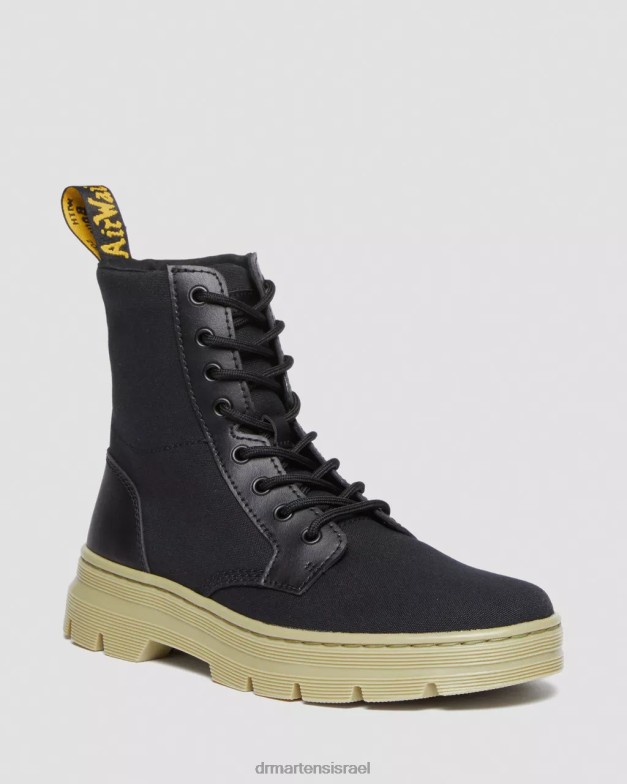 מגפי קנבס קז'ואל מסרקים Dr. Martens בד שחור ועור מצופה כרסום הַנעָלָה N8BB8173