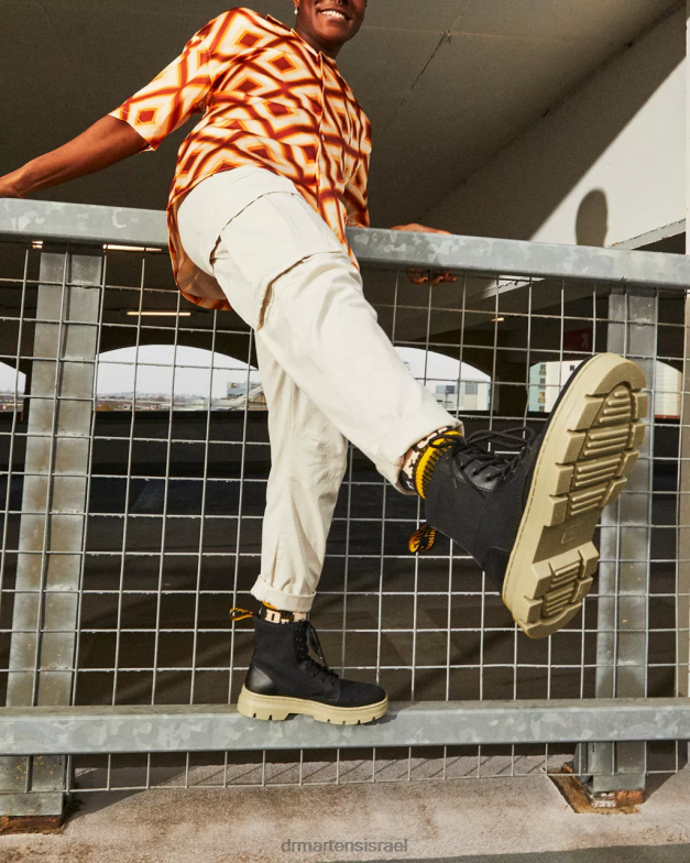 מגפי קנבס קז'ואל מסרקים Dr. Martens בד שחור ועור מצופה כרסום הַנעָלָה N8BB8173