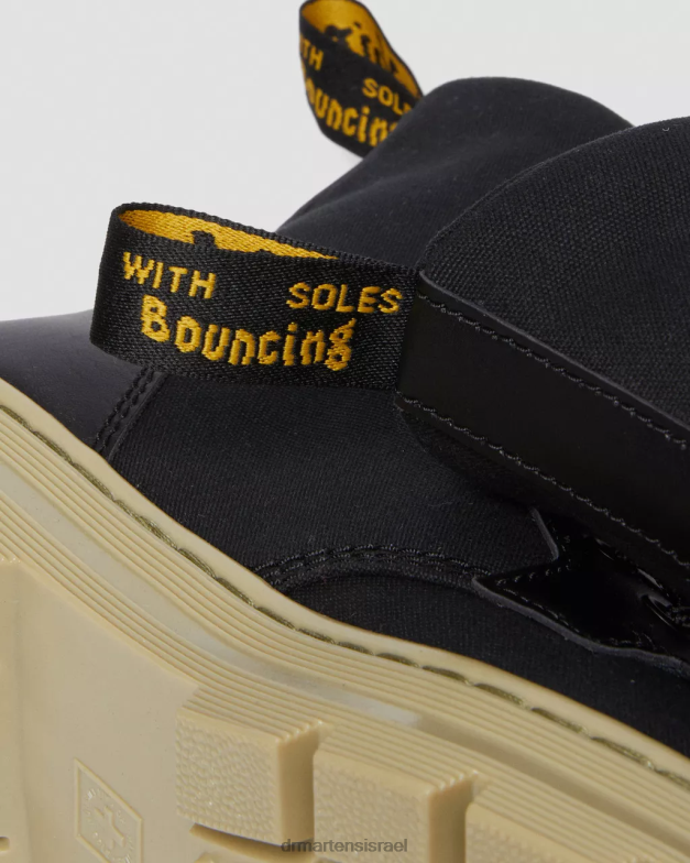 מגפי קנבס קז'ואל מסרקים Dr. Martens בד שחור ועור מצופה כרסום הַנעָלָה N8BB8173