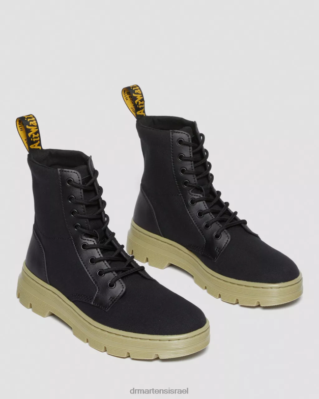מגפי קנבס קז'ואל מסרקים Dr. Martens בד שחור ועור מצופה כרסום הַנעָלָה N8BB8173