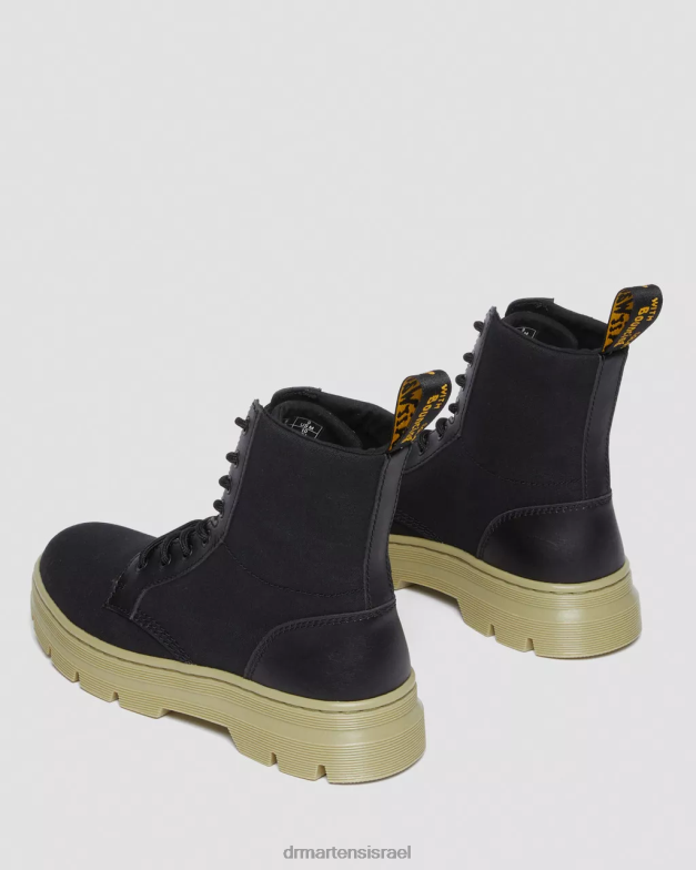 מגפי קנבס קז'ואל מסרקים Dr. Martens בד שחור ועור מצופה כרסום הַנעָלָה N8BB8173