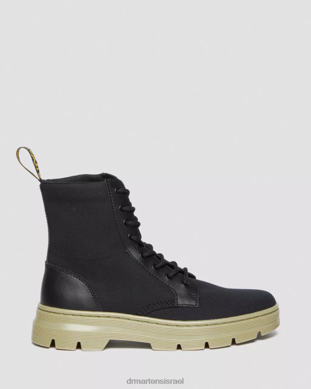 מגפי קנבס קז'ואל מסרקים Dr. Martens בד שחור ועור מצופה כרסום הַנעָלָה N8BB8173