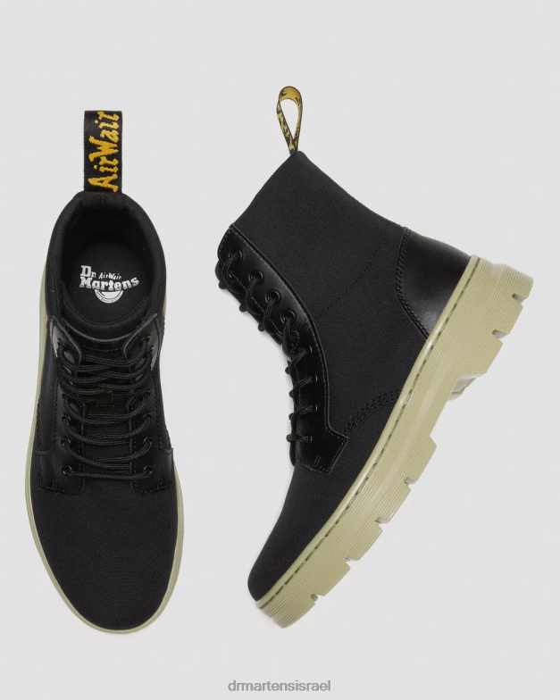מגפי קנבס קז'ואל מסרקים Dr. Martens בד שחור ועור מצופה כרסום הַנעָלָה N8BB8173