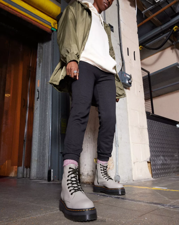 מגפי ג'דון פיזה משטחי עור Dr. Martens פיזה אפורה הַנעָלָה N8BB8187