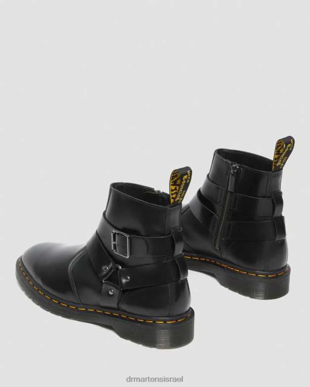 רתמת עור ג'יימס מגפי צ'לסי Dr. Martens שחור מלוטש חלק הַנעָלָה N8BB8188