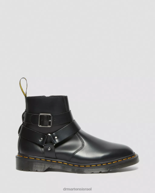 רתמת עור ג'יימס מגפי צ'לסי Dr. Martens שחור מלוטש חלק הַנעָלָה N8BB8188