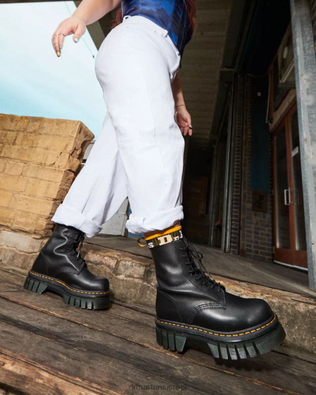 מגפי קרסול פלטפורמה מעור נפה אודריק Dr. Martens נאפה לוקס שחורה הַנעָלָה N8BB819