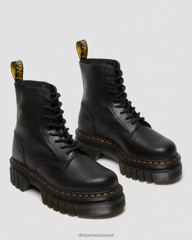 מגפי קרסול פלטפורמה מעור נפה אודריק Dr. Martens נאפה לוקס שחורה הַנעָלָה N8BB819