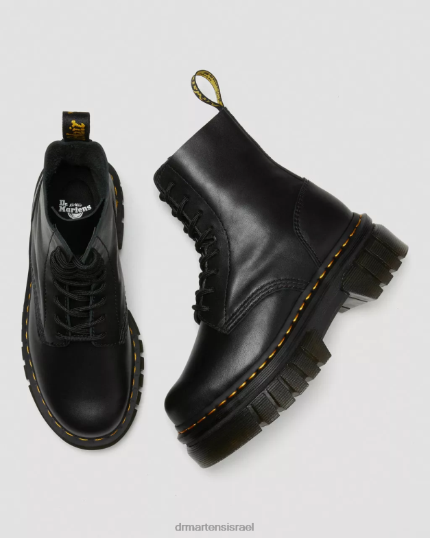 מגפי קרסול פלטפורמה מעור נפה אודריק Dr. Martens נאפה לוקס שחורה הַנעָלָה N8BB819