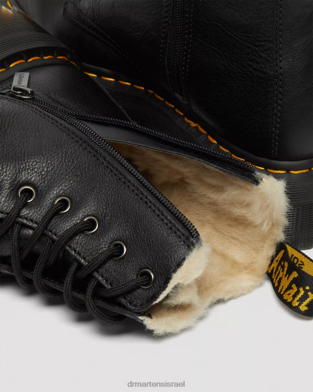 פלטפורמות מרופדות מעור מגפי ג'דון פרווה מלאכותית Dr. Martens פיזה שחורה הַנעָלָה N8BB8207