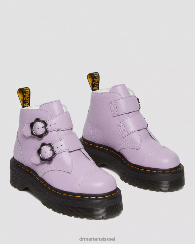 מגפי פלטפורמה מעור אבזם פרח דבון Dr. Martens נאפה טחינה לילך הַנעָלָה N8BB8212