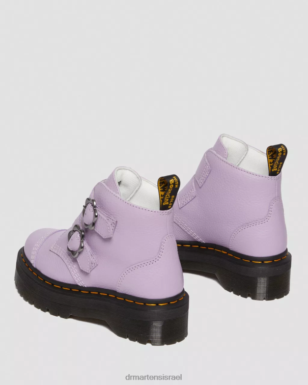 מגפי פלטפורמה מעור אבזם פרח דבון Dr. Martens נאפה טחינה לילך הַנעָלָה N8BB8212