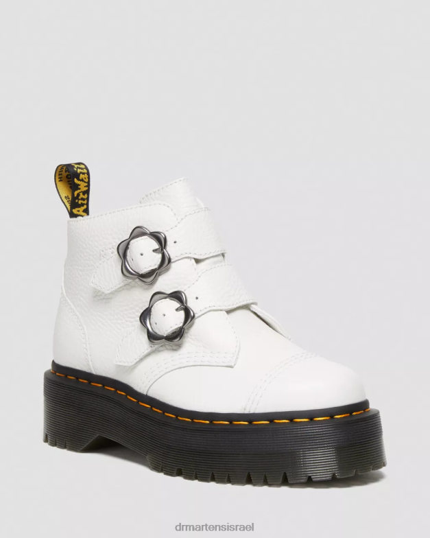 מגפי פלטפורמה מעור אבזם פרח דבון Dr. Martens נאפה לבן טחון הַנעָלָה N8BB8213