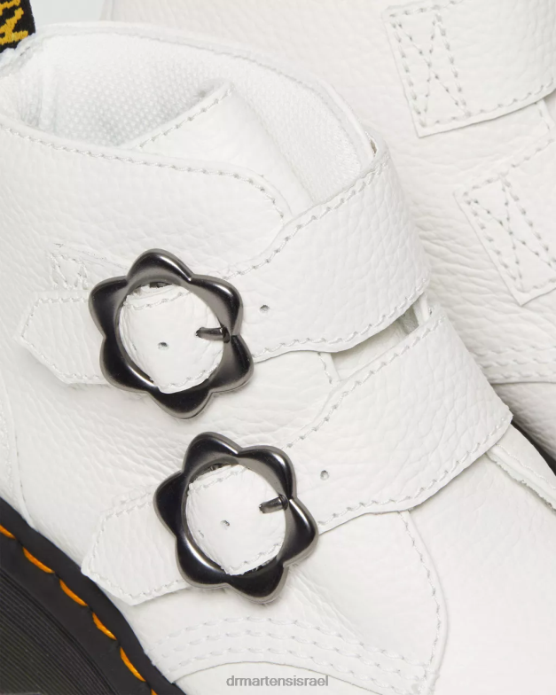 מגפי פלטפורמה מעור אבזם פרח דבון Dr. Martens נאפה לבן טחון הַנעָלָה N8BB8213