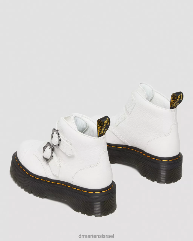 מגפי פלטפורמה מעור אבזם פרח דבון Dr. Martens נאפה לבן טחון הַנעָלָה N8BB8213