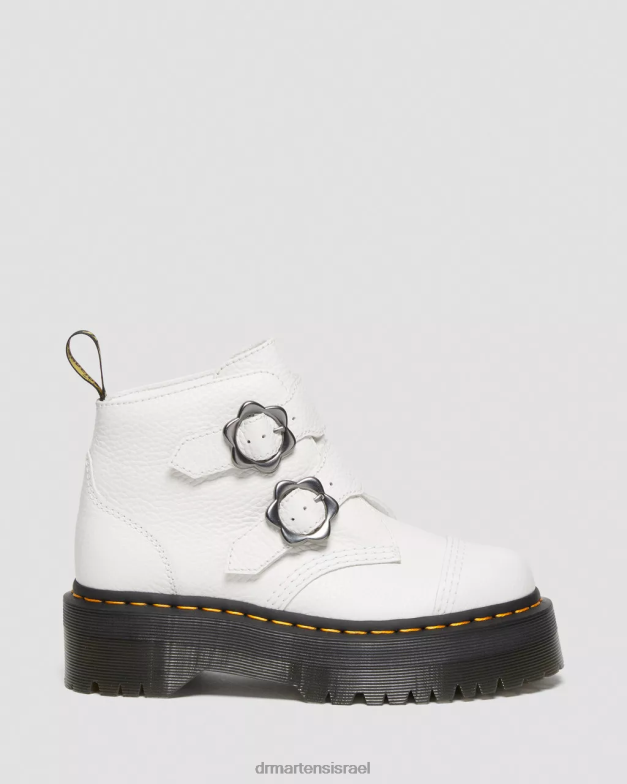 מגפי פלטפורמה מעור אבזם פרח דבון Dr. Martens נאפה לבן טחון הַנעָלָה N8BB8213
