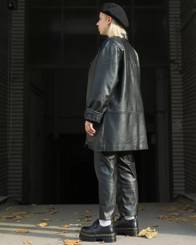 נעלי פלטפורמה מעור אודריק נאפה Dr. Martens נאפה לוקס שחורה הַנעָלָה N8BB8217