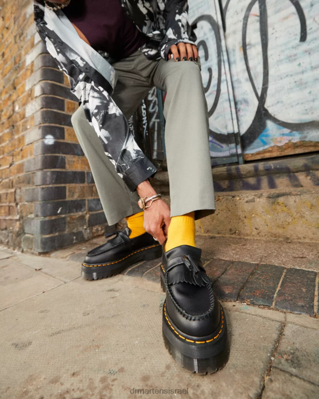 מכנסי ציצית מעור אדריאן Dr. Martens שחור חלק הַנעָלָה N8BB8218