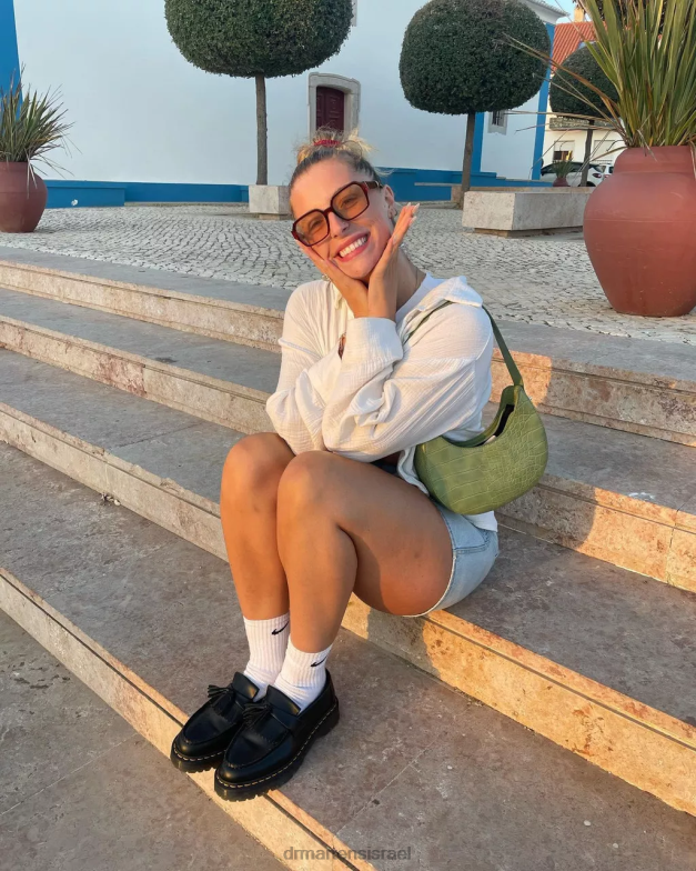 אדריאן בקס בלופרס מעור חלק Dr. Martens שחור חלק הַנעָלָה N8BB8219