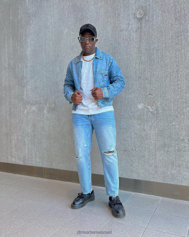 אדריאן בקס בלופרס מעור חלק Dr. Martens שחור חלק הַנעָלָה N8BB8219