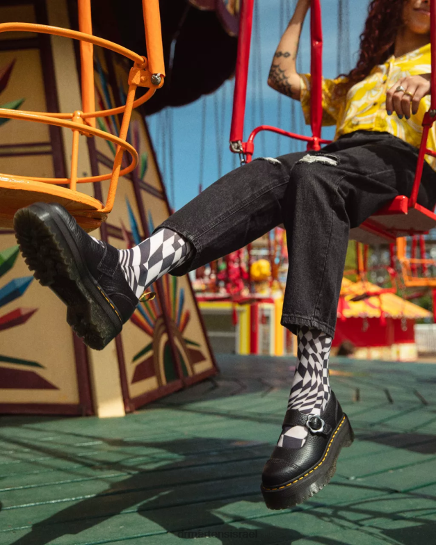 נעלי פלטפורמה מעור עם אבזם פרח אדינה Dr. Martens נאפה טחינה שחורה הַנעָלָה N8BB8226