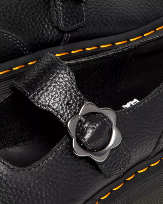 נעלי פלטפורמה מעור עם אבזם פרח אדינה Dr. Martens נאפה טחינה שחורה הַנעָלָה N8BB8226