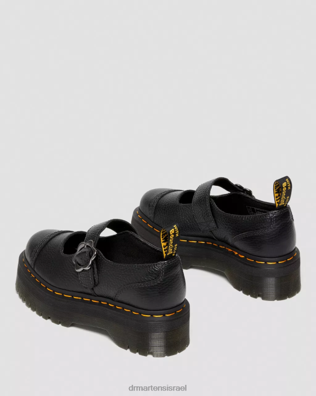 נעלי פלטפורמה מעור עם אבזם פרח אדינה Dr. Martens נאפה טחינה שחורה הַנעָלָה N8BB8226