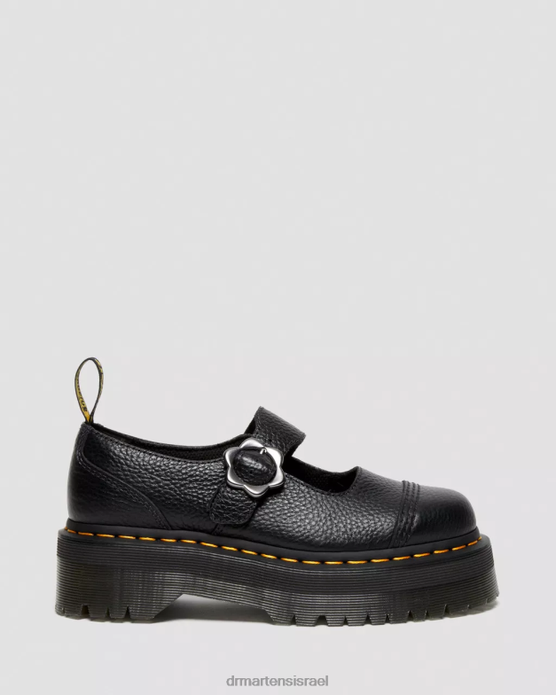 נעלי פלטפורמה מעור עם אבזם פרח אדינה Dr. Martens נאפה טחינה שחורה הַנעָלָה N8BB8226