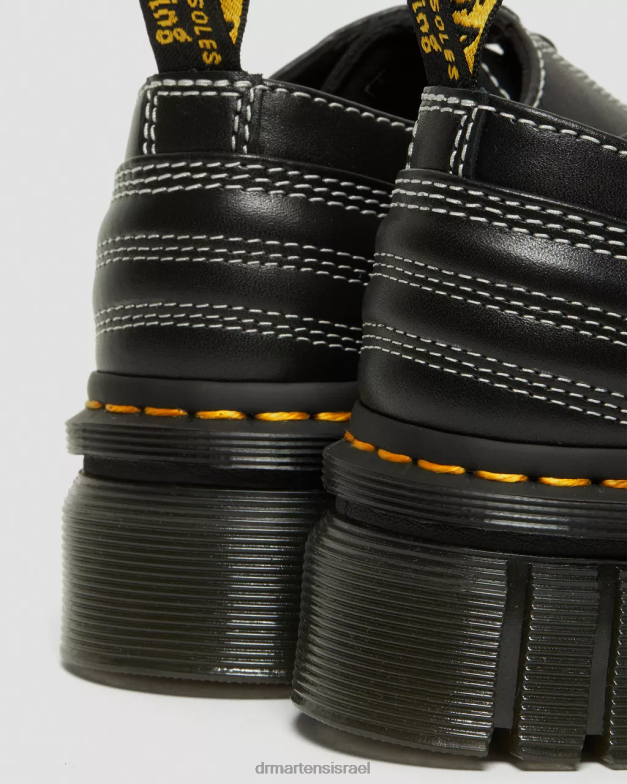 נעלי פלטפורמה מעור לבן תפר אודריק Dr. Martens נאפה לוקס שחורה הַנעָלָה N8BB8233
