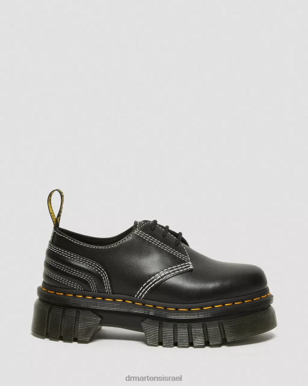 נעלי פלטפורמה מעור לבן תפר אודריק Dr. Martens נאפה לוקס שחורה הַנעָלָה N8BB8233