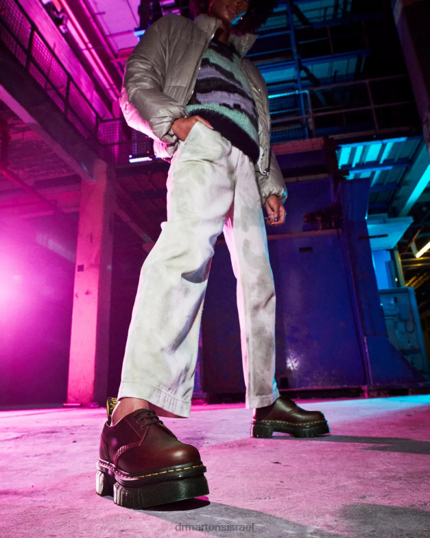 נעלי פלטפורמה מעור אודריק ברנדו Dr. Martens ברנדו חום הַנעָלָה N8BB8236