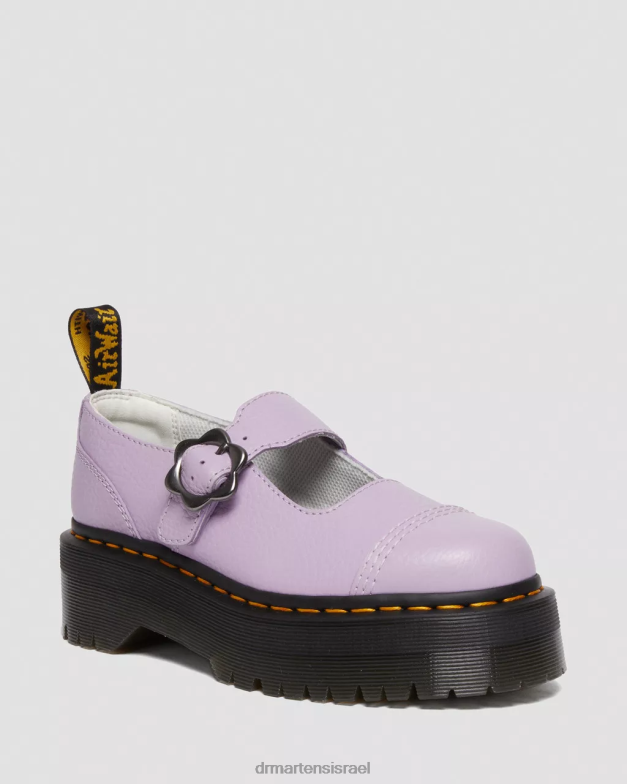 נעלי פלטפורמה מעור עם אבזם פרח אדינה Dr. Martens נאפה טחינה לילך הַנעָלָה N8BB8241