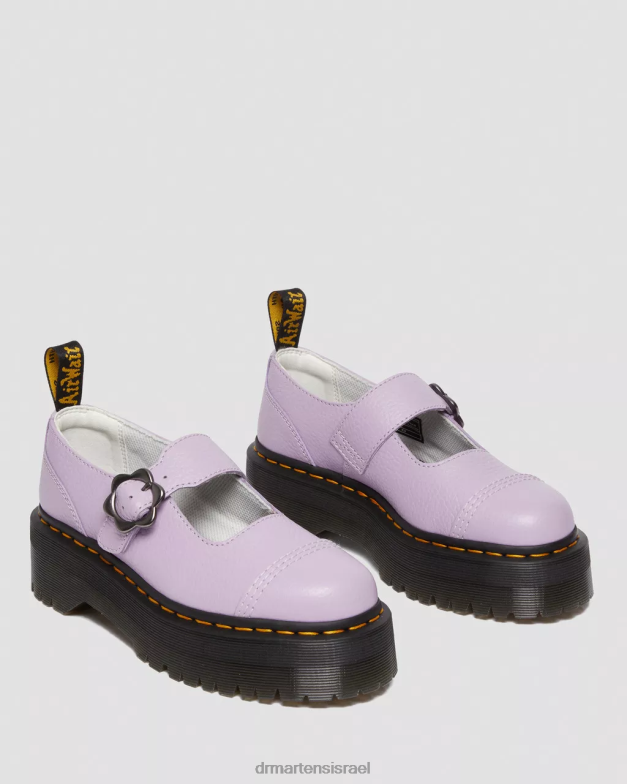 נעלי פלטפורמה מעור עם אבזם פרח אדינה Dr. Martens נאפה טחינה לילך הַנעָלָה N8BB8241