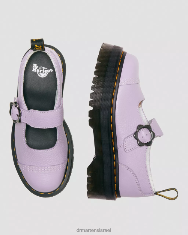 נעלי פלטפורמה מעור עם אבזם פרח אדינה Dr. Martens נאפה טחינה לילך הַנעָלָה N8BB8241