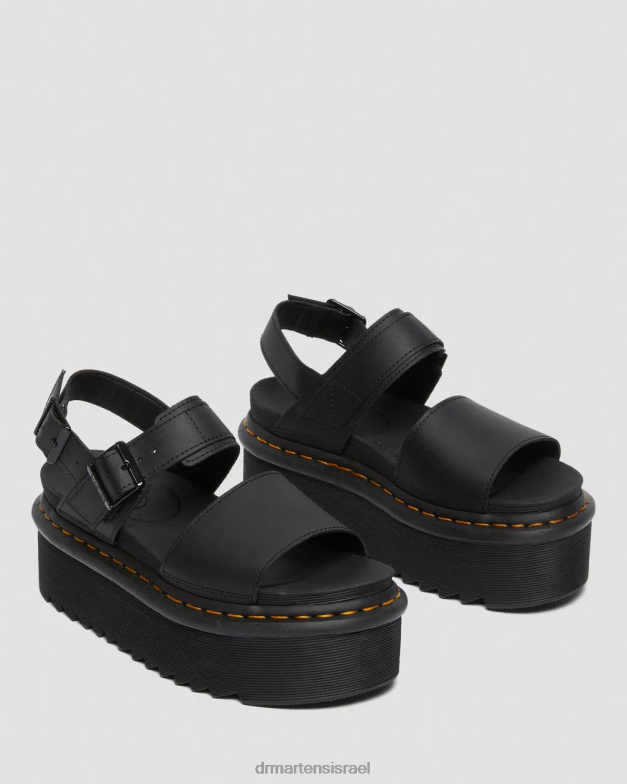 סנדלי פלטפורמה של רצועת עור ווס Dr. Martens הידרו שחור הַנעָלָה N8BB8250