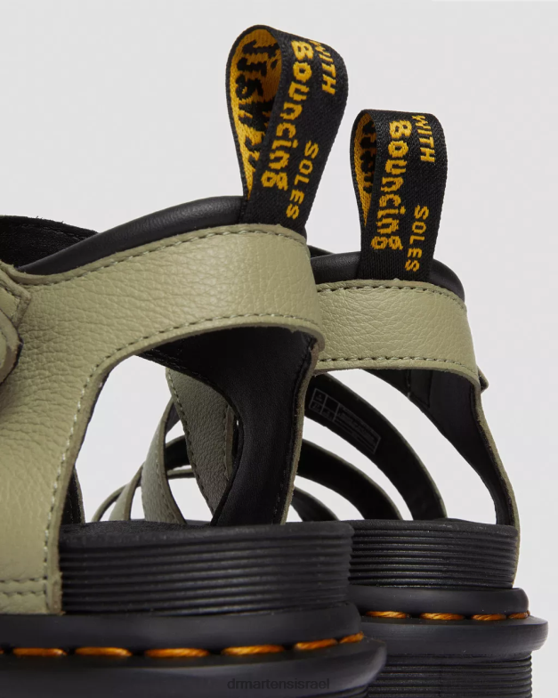 סנדלי רצועת עור בלייר פיזה Dr. Martens זית חיוור פיזה הַנעָלָה N8BB8261