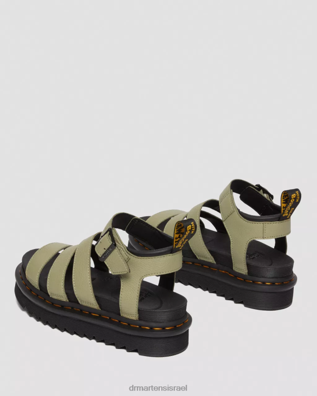 סנדלי רצועת עור בלייר פיזה Dr. Martens זית חיוור פיזה הַנעָלָה N8BB8261