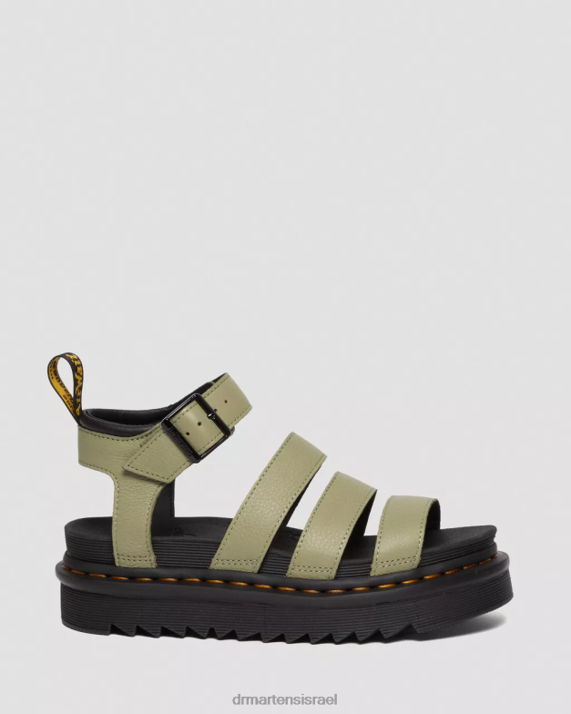 סנדלי רצועת עור בלייר פיזה Dr. Martens זית חיוור פיזה הַנעָלָה N8BB8261
