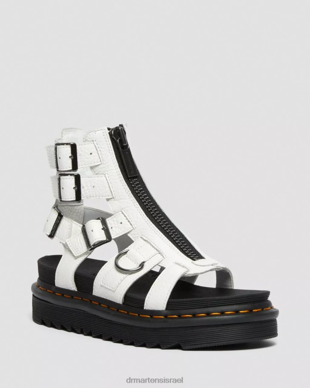 סנדלי רצועת עור עם רוכסן של אולסון Dr. Martens נאפה לבן טחון הַנעָלָה N8BB8266