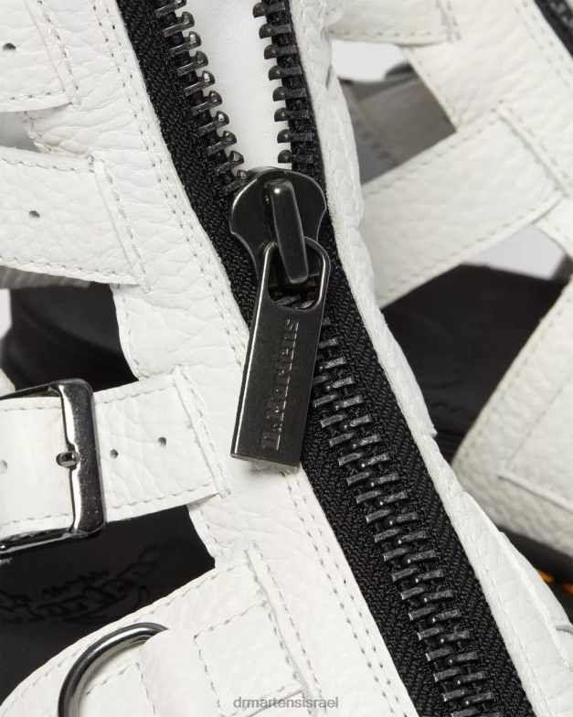 סנדלי רצועת עור עם רוכסן של אולסון Dr. Martens נאפה לבן טחון הַנעָלָה N8BB8266