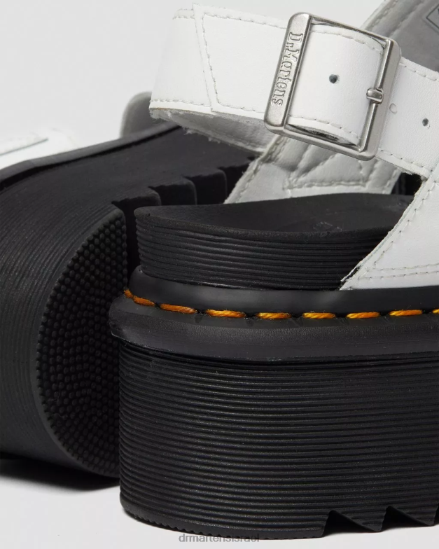 סנדלי פלטפורמה של רצועת עור ווס Dr. Martens הידרו לבן הַנעָלָה N8BB8270