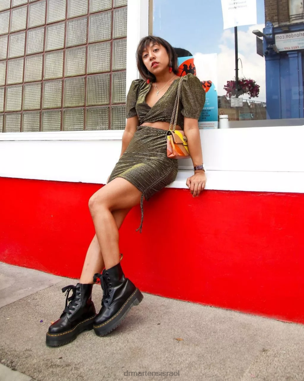 מגפי פלטפורמה מעור מולי Dr. Martens חמאה שחורה הַנעָלָה N8BB831