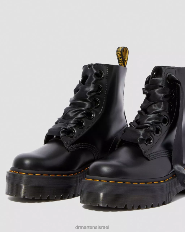 מגפי פלטפורמה מעור מולי Dr. Martens חמאה שחורה הַנעָלָה N8BB831