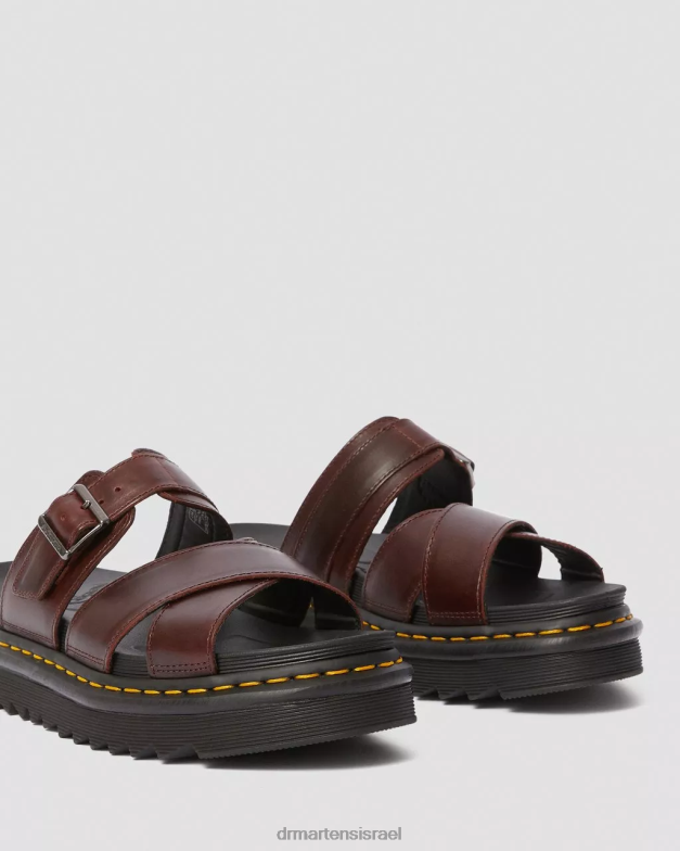 סנדלי החלקה עם רצועת עור ריקר Dr. Martens ברנדו חום הַנעָלָה N8BB8359